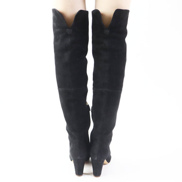 CHANEL Knee high boots Main: Suede black Women 36 Used Authentic